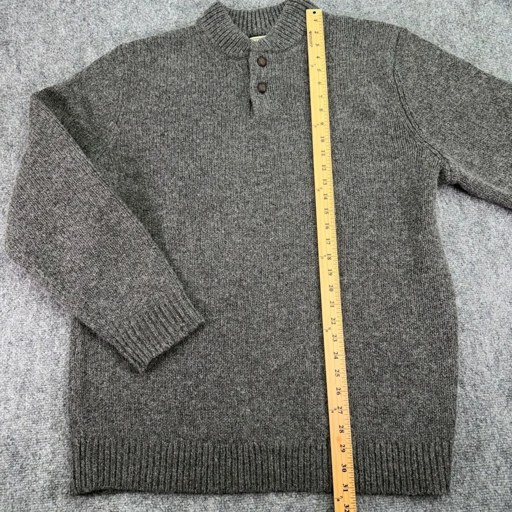 LL Bean Sweater Men XLT Tall Charcoal Classic Raggwool Henley 100% Lambswool NEW